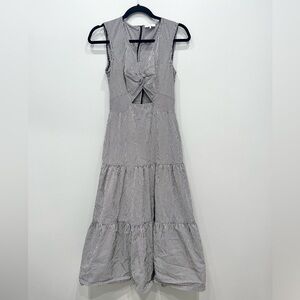 Parker Black and White Striped Cotton Midi Dress